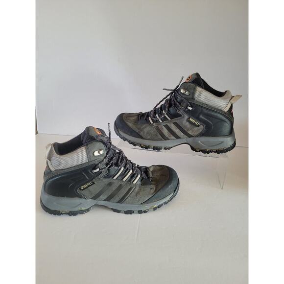 Adidas Gore-Tex Mens Size 6 Black Hiking Trail Mid Top Shoes ClimaProof - Picture 2 of 13